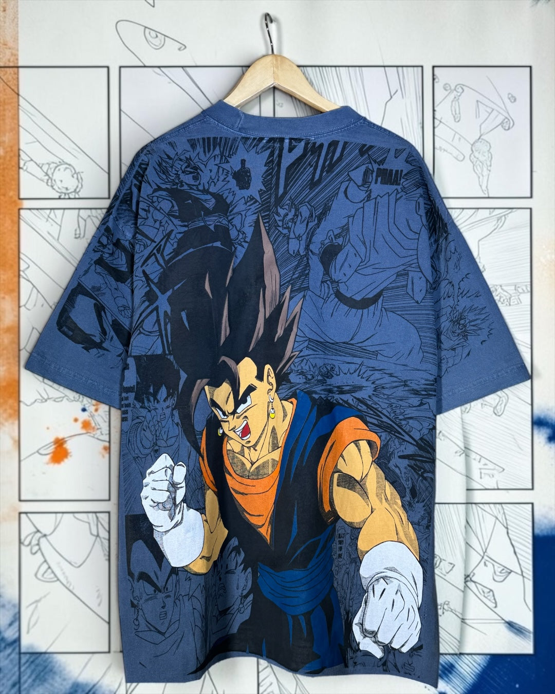 Faded Blue - Vegito Manga Panels Mega Print - Shirt