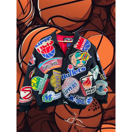 Jeff Hamilton black NBA Jacket with all NBA teams on it size 3x