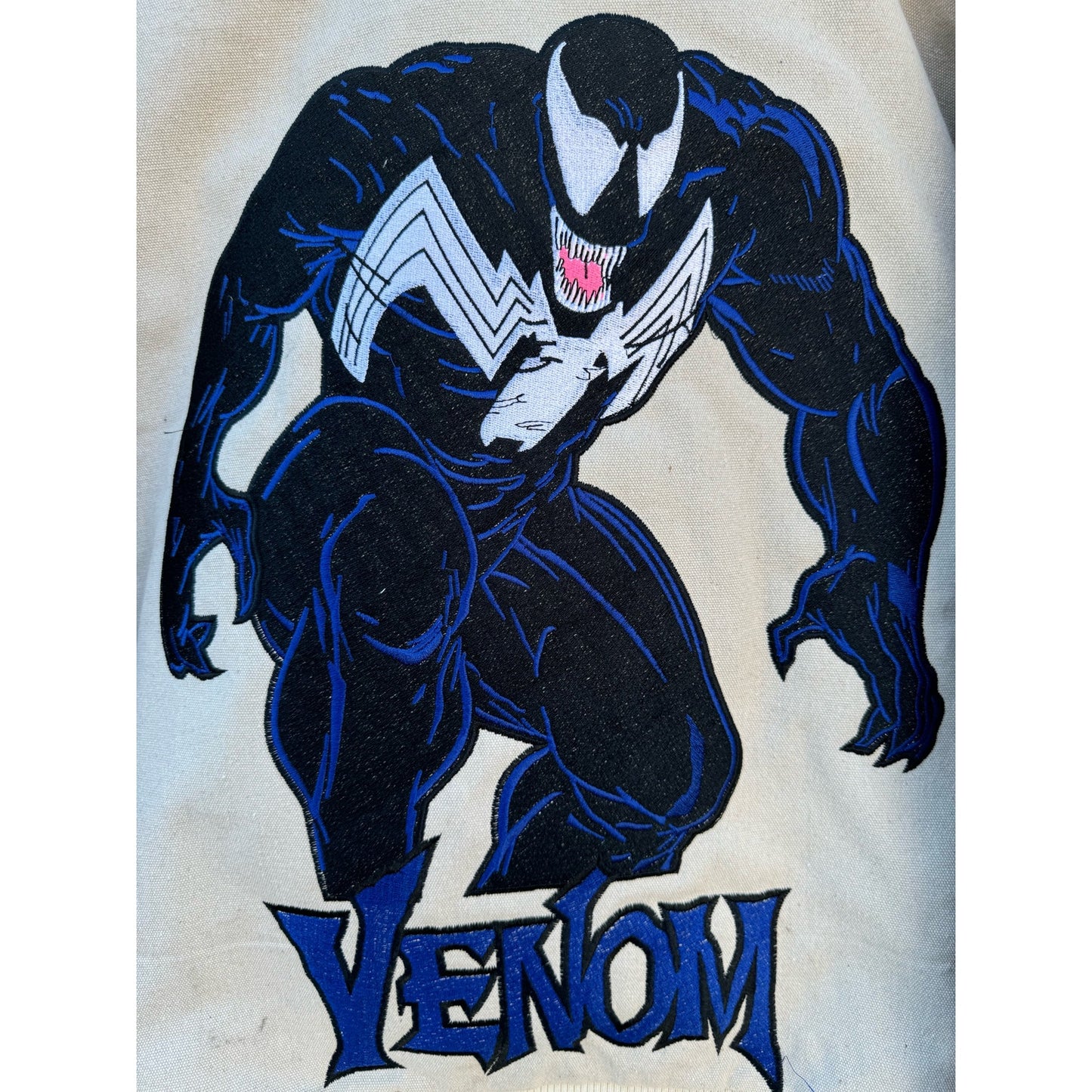 White Premium Embroidered Venom Front/ Venom&Eddie Back Hoodie